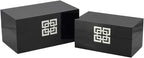 Galt International Storage Box Set Decorative Storage Box w/Hinged Lid Classic Design Wood Decor Boxes with Geometric Clasp Storage for Bedroom & Home - Set of 2 (Black & Silver)