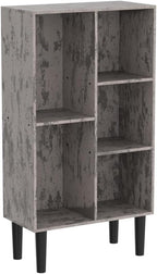 5 Cube Small Bookshelf - 3 Tier Mid-Century Modern Rustic Grey