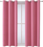 ChrisDowa Grommet Room Darkening Curtains for Bedroom and Living Room - 2 Panels Set Thermal Insulated Blackout Curtains (Pink, 38W x 54L)