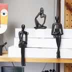 Home Decor Thinker Statue Accents, Set of 3 Thinker Sculptures Office Decor Modern Abstract Resin Decoration on Shelf Table Desk for Living Room Office Bedroom (Small Black)