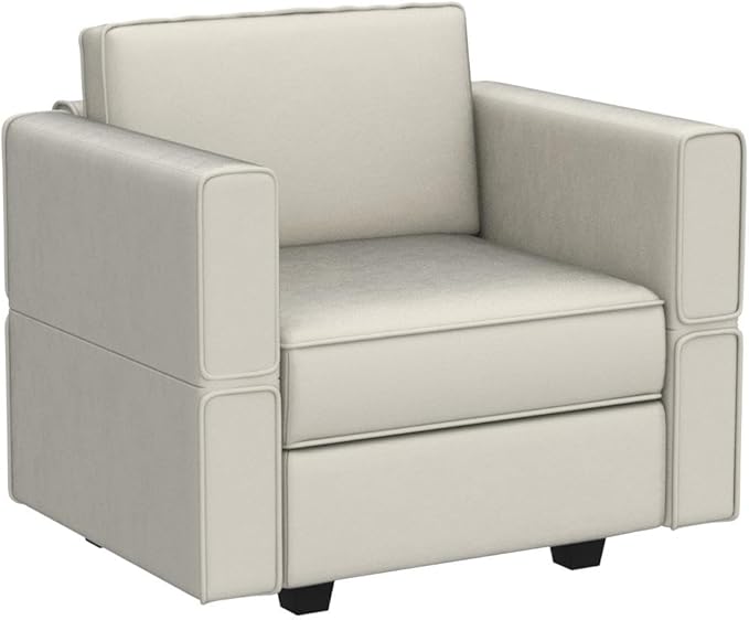 Belffin Modular Sectional Arm Chair Accent Chair with Storage Seat Single Club Chair for Apartment Velvet Grey