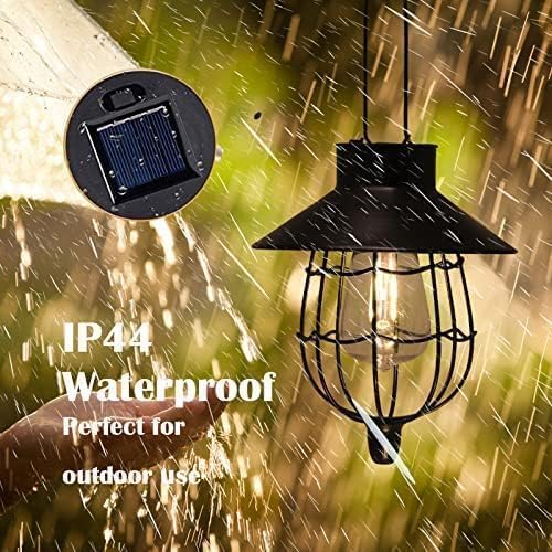 YAKii 6 Pack Solar Lantern Hanging Waterproof Outdoor Metal Solar Lamp with Warm White Light Decorate for Yard Garden Pathway Patio Porch (Black)