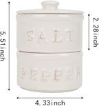 Vintage Ceramic Salt and Pepper Shaker Set Condiments Cellar Stacking Bowls With Lid
