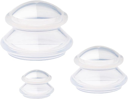 3pcs Cupping Therapy Set-Professional Silicone Cupping, Suitable for Facial Body Massage/Deep Myofascial Release/Pain Relief/Muscle Relaxation & More (Clear,3pcs)