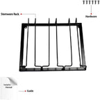 Wine Glass Rack - Under Cabinet Stemware Wine Glass Holder Glasses Storage Hanger 2 Pack Metal Organizer for Bar Kitchen Black