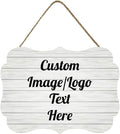 Personalized Wooden Welcome Sign for Front Door - Customized Home Decor With Image/Text - Hanging Farmhouse Decorations for Home Office - 11.2 * 8 Inch