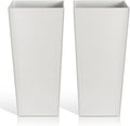 Tall Planters for Outdoor Plants, Large Resin Flower Pots for Garden, Front Porch, Patio, Indoor - Set of 2 (White, 27.5 inch - 2 Pack)