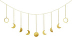 Mkono Moon Phase Wall Hanging Boho Aesthetic Room Decor Metal Moons Garland Hanging Art Bohemian Home Decoration for Girls Room Nursery Bedroom Livingroom Dorm, Ideal, Gold, 50"