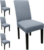 JQinHome 4 Pcs Dining Chair Slipcover, High Stretch Removable Washable Chair Seat Protector Cover for Home Party Hotel Wedding Ceremony(Light Grey)