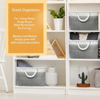SIMPLE HOUSEWARE Large Fabric Storage Bin, 15.7" x 12" with Braided Handles, 3 Pack, Gray
