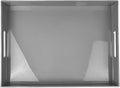 Grey Decorative Tray, Rectangular Large Serving Tray with Handles, Plastic Coffee Table Tray for Ottoman, Living Room, Kitchen Tabletop, 15.7” x 11.8” x1.6”