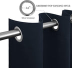 Easy-Going Blackout Curtains for Bedroom, Solid Thermal Insulated Grommet and Noise Reduction Window Drapes, Room Darkening Curtains for Living Room, 2 Panels (52x108 in,Navy)