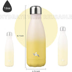 Insulated Water Bottles,12 oz Double Wall Stainless Steel Vacumm Metal Flask for Sports Travel,Lemon