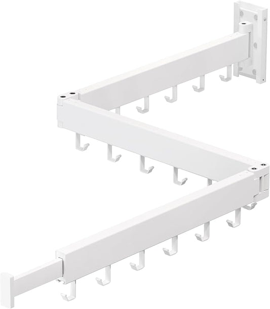 Clothes Drying Rack,Laundry Space Saver Wall Mounted,Retractable,Collapsible(Tri-Fold), White Color Rack Clothing