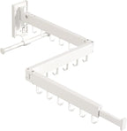 Wall Mounted Clothes Hanger Rack, Clothes Drying Rack,Laundry Drying Rack,Collapsible Clothes Rack Wall Mount, Retractable Drying Rack Clothing,can Fold Upward & Left & Right,White Color