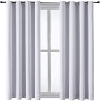 ChrisDowa Grommet Room Darkening Curtains for Bedroom and Living Room - 2 Panels Set Thermal Insulated Blackout Curtains (Greyish White, 52W x 63L