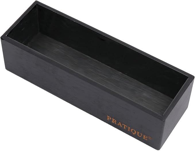 Bamboo Drawer Organizer - Kitchen Utensil Organizer Silverware Tray Cutlery Holder，Office Desk Supplies and Accessories,8.9 * 3 * 2.6inch,Black