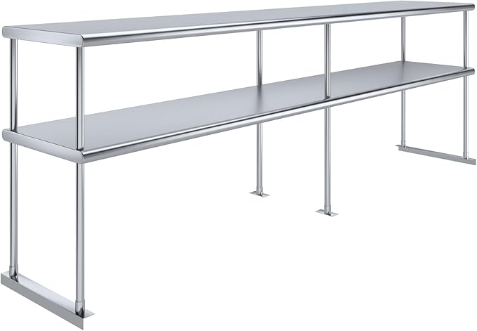 AmGood Double OverShelf Stainless Steel NSF - Many (96" Long x 18" Deep)