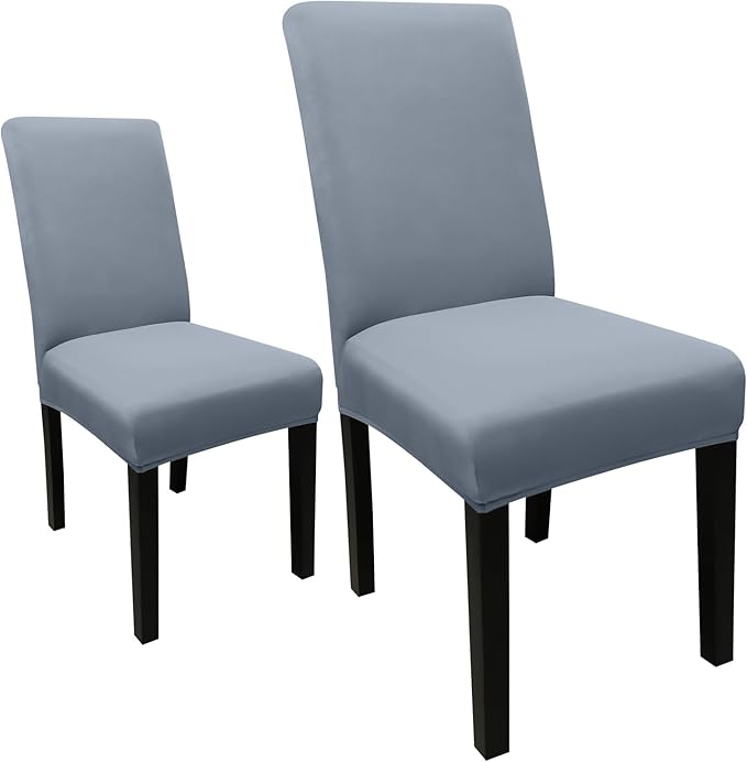 JQinHome Dining Chair Covers Dining Room Chair Slipcovers, 2 Pack High Stretch Removable Washable Parsons Chair Slipcover for Home Party Hotel Wedding Ceremony (Light Grey)