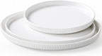 3 Packs Serving Platters, Large Serving Tray, Round Platters for Serving Food, Food Tray for Veggie Fruit Snack Dessert Cheese, White Ceramic Serving Trays for Party, Entertaining, 12.8”/10.8”/8.8”
