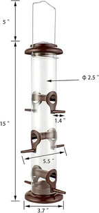 iBorn Metal Bird Feeder Hanging Wild Bird Seed Feeder for Mix Seed Blends Heavy Duty All Metal Coffee Finish,14 Inch 6 Port(Seed is not Included)