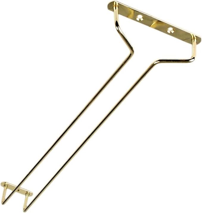 TrueCraftware- 16-Inch Wine Glass Rack Brass Finish Set of 2- Stemware Rack Wire Hanging Rack Under Cabinet Wine Glass Stemware Holder Glass Storage Hanger Organizer for Kitchen and Bar