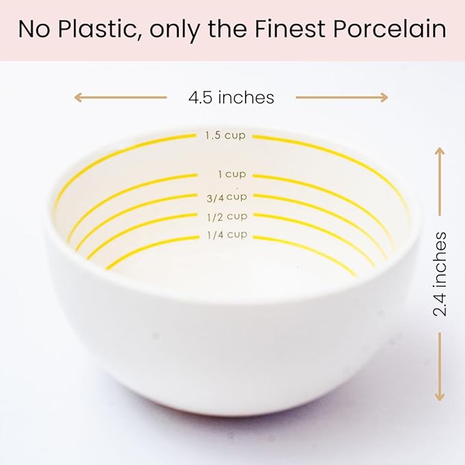 Uba Portion Control Bowl (PORCELAIN) for Measuring, Bariatric Diet, Diabetes & Healthy Eating