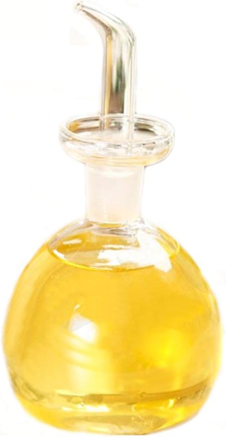 ELETON Cylindrical 8 oz Olive Oil Dispenser Bottle Glass with No Drip Spout -Olive Oil & Vinegar Dispenser Glass Cruet Decanter- Glassware Seal Handicraft Easy Clean Drip Free Bottles for Kitchen