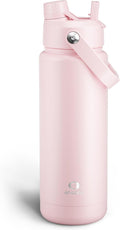 Insulated Water Bottle with Straw Stainless Steel Water Bottle, Leak-Proof, BPA-Free, Double Wall Vacuum Keeps Cold for 24 Hours for Sports, Travel, School (32 oz, Cotton Candy)