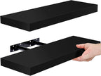 Sorbus Floating Shelves for Wall, Bathroom Shelves Wall Mounted for Kitchen, Bedroom, Bathroom Storage Over Toilet, Hanging Book Shelf for Wall Home Decor Living Room (Black, 2 Pack)