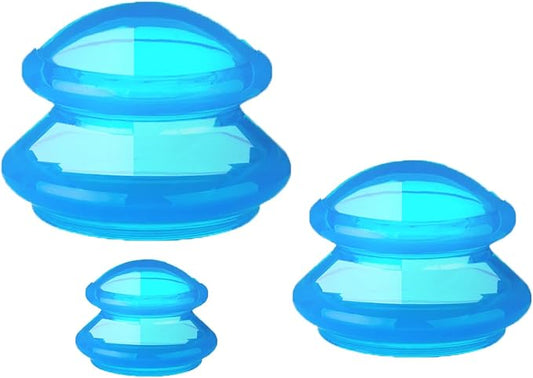 3Pcs Cupping Therapy Set-Professional Silicone Cupping, Suitable for Facial Body Massage/Deep Myofascial Release/Pain Relief/Muscle Relaxation & More (Blue,3pcs)