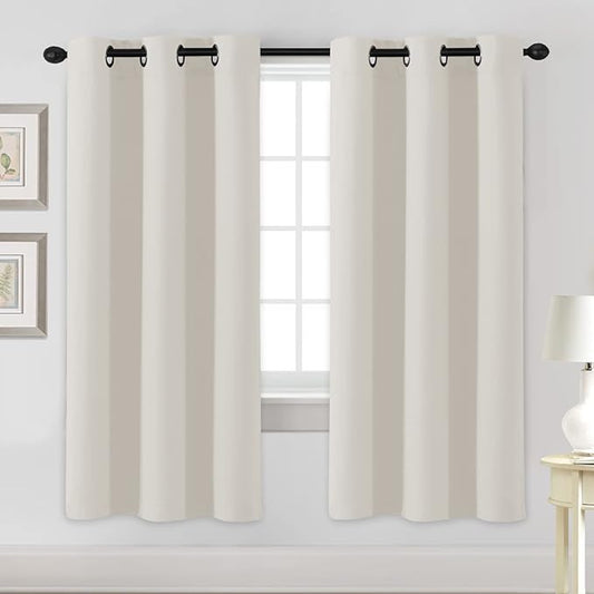H.VERSAILTEX Room Darkening Curtains for Living Room Light Reducing Thermal Insulated Window Treatment Panels/Drapes Grommet Top 2 Panels (Ivory - 42 x 72 Inches)