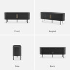 mopio Quin TV Stand, Mid Century Modern for 55/60/65 inch TV, Farmhouse TV Stand, Entertainment Center with Storage, TV and Media Console for Living Room (Black, 59" Tambour)