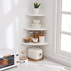 Corner Shelves, Floating Corner Shelf, Set of 3 Solid Oak Wood Corner Wall Shelves, Round End with Wire Hole Shelving for Small Plant for Bedroom Kitchen, Living Room (Size 9/10/12in)