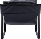 DUOMAY Mid-Century Accent Chair Armchair, Comfy PU Leather Leisure Chair Lazy Chair with Metal Leg for Living Room Bedroom Office Apartment, Black