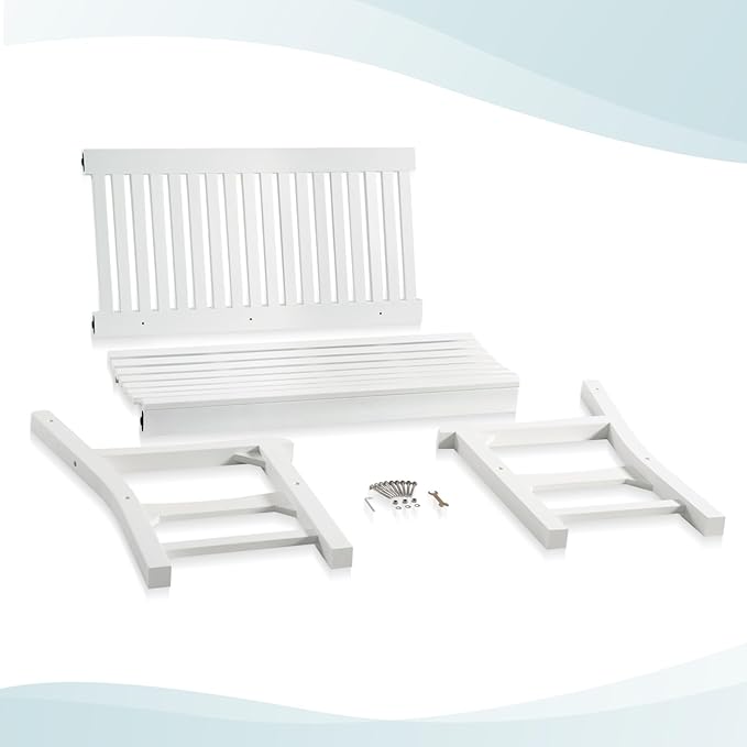 Psilvam 2-Person Poly Lumber Outdoor Bench with 700 Lbs Weight Capacity – Weatherproof Garden Seating for, Balcony Porch & Park, All-Weather Fade-Resistant Patio Furniture (White)
