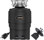 Garbage Disposal 3/4 HP Ultra Quiet powerful grinding Kitchen Food Waste Disposer with Power Cord Easy install, AC Motor Unit Continuous Feed Stainless Steel Grind 0.75 Horsepower (MAX-5)