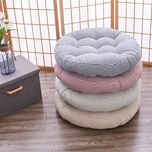 Tiita Indoor/Outdoor Cushions 22 Inch Round Striped Chair Cushions for Patio Garden Seat Cushion Pads for Home Floor Pillows Window Pad Set of 2, Blue