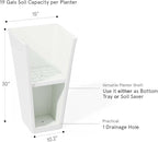 LA Jolie Muse 30 inch Tall White Planters Set of 2,Indoor/Outdoor Rectanglar Large Planters,V Shaped Taper Planters for Front Door.