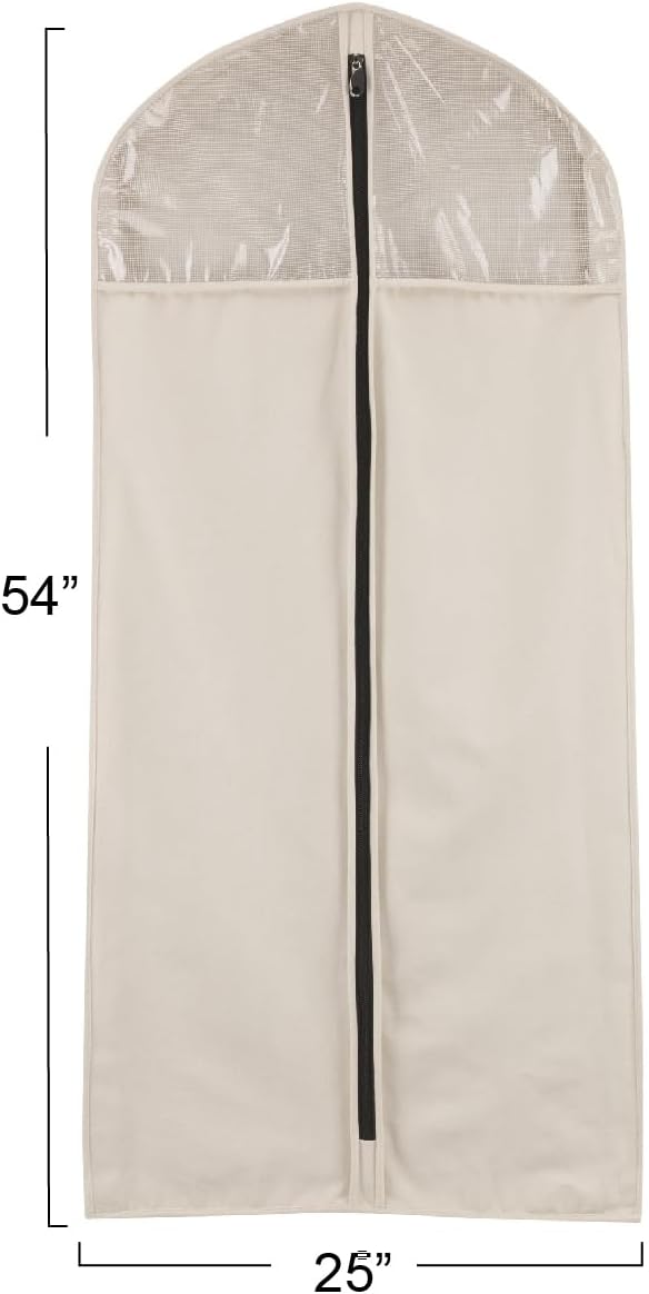 Household Essentials 3392-1 Cedarline Collection Hanging Garment Bag | Dress and Suit Protector | Natural Cotton Canvas,Off-White