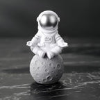 4 Pcs Silver White Astronaut Statues Set, Spaceman Sculpture Figurines Home Ornament Cake Toppers Gift