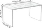 Kitchen Cabinet Storage Shelf Stackable Wire Spice Rack Organizer Heavy Duty Space Saver for Bathroom Bedroom Closet Laundry Room Office Countertop - White, Pack 1
