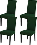 JQinHome Chair Covers for Dining Chairs, High Stretch Removable Washable Chair Protector Cover Set of 4, Chair Slipcovers for Dining Room, Kitchen,Home Party,Wedding Ceremony(Hunter Green, 4PC)
