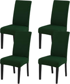 JQinHome Chair Covers for Dining Chairs, High Stretch Removable Washable Chair Protector Cover Set of 4, Chair Slipcovers for Dining Room, Kitchen,Home Party,Wedding Ceremony(Hunter Green, 4PC)