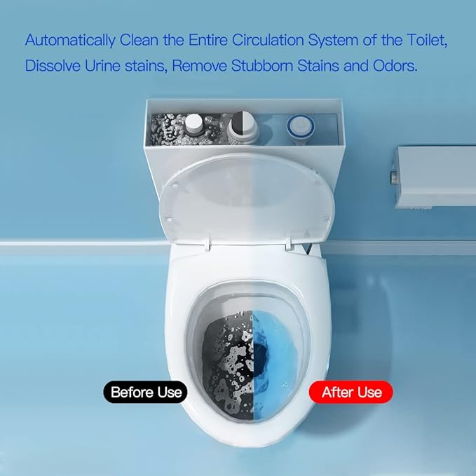 KIISIISO Commercial Household Bathroom Cleaners, 28 Pack Toilet Bowl Cleaner Tablets, Automatic Toilet Tank Cleaners, Multipurpose Janitorial Deodorizers(Blue and White)