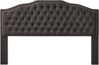 24KF Upholstered Button Tufted King Size Headboard with Nailhead Trim, Elegant Boucle Fabric California King headboard, 6031-K-Boucle-Dark Gray