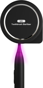 UV Toothbrush Sanitizer Holder, Toothbrush Sanitizer and Holder Cover Caps with Fan Drying, Rechargeable Portable Toothbrush Cleaner Case Fits Most Electric and Manual Toothbrushes (Black)