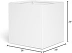 White Steel Planter Square Outdoor Planters Galvanized Steel Planter Box Indoor Metal Large Planters Cube Heavy Duty Flower Pot 26 Inch Modern Commercial Residential for Trees Patio Deck Yard Garden