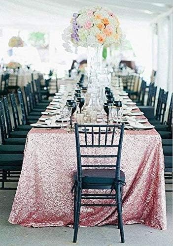 SquarePie Sequin Tablecloth 60 x 120 Inch Fuchsia Pink Sparkly Table Linen for Wedding Party