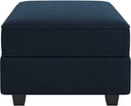 Belffin Storage Ottoman Module for Modular Sectional Sofa Square Seat Cube Velvet Foot Stool Blue